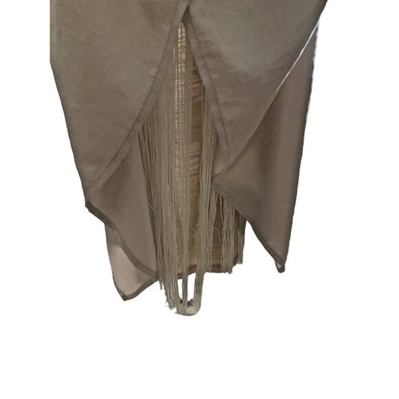 Miss Me Womens Large Beige Fringe Back Crocheted Sexy Cut Sleeve Shirt Blouse - Picture 6 of 12